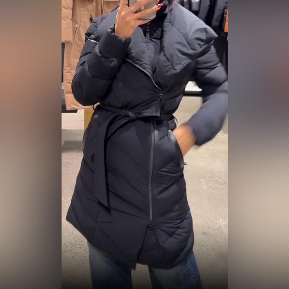 Mackage Black Quilted Belted Shawl-Collar Puffer Coat